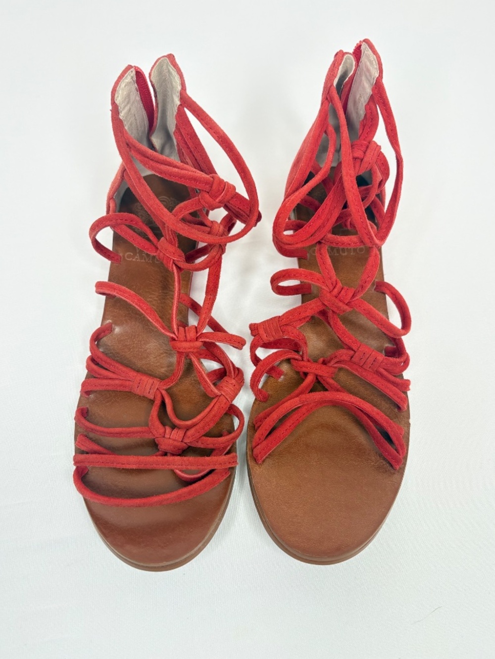 Vince Camuto Red Suede Lace Up Gladiator Sandals